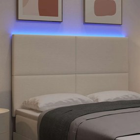 vidaXL LED κεφαλάρι με κεφαλάρι Κρεμ 160 cm Υφασμάτινο Κορντουρά