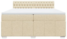 Κρεβάτι Boxspring με Στρώμα Κρεμ 200x200 εκ. Υφασμάτινο - Κρεμ