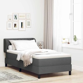 vidaXL Κρεβάτι με Στρώμα Χρώμα Σκούρο Γκρι 90x190 εκ. Ύφασμα