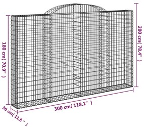 vidaXL Συρματοκιβώτια Τοξωτά 11 τεμ. 300x30x180/200 εκ. Γαλβαν. Ατσάλι