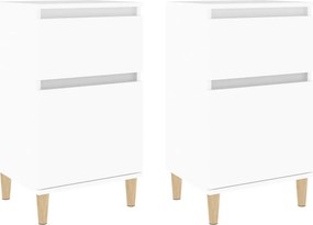 vidaXL Κομοδίνα 2 τεμ. Λευκά 40 x 35 x 70 εκ.