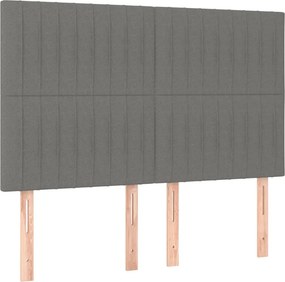vidaXL Κρεβάτι Boxspring με Στρώμα &amp; LED Σκ.Γκρι 140x190εκ. Υφασμάτινο