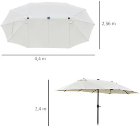 Outsunny Ομπρέλα Ηλίου Οβάλ Κρεμ Λευκό 440 x 256 cm
