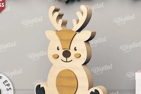 Σετ των 2 Intra απο ξύλο plywood 3mm-4mm πάχος Τρισδιάστατη Χριστουγεννιάτικη χαριτωμένη Δίασταση 15x15 cm INTRAFABR-110759171