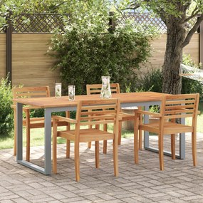 vidaXL Υπαίθριο Τραπέζι Φαγητού Γκρι 200x90x75 εκ. Χάλυβας και Σολοιδικό Ξύλο Ακακίας