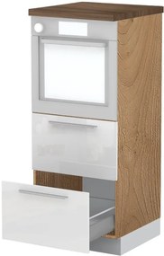 Επιδαπέδιο ντουλάπι φούρνου ψηλό Raval K14-60-2MB-Καρυδί - Λευκό γυαλιστερό - 60.00Χ60.00Χ148.00cm