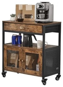 VEVOR Coffee Bar Cabinet 4-Tier Movable Coffee Bar Table with Wheels &amp; Mesh Door