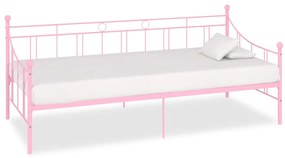 vidaXL Πλαίσιο για Καναπέ - Κρεβάτι Ροζ 90 x 200 εκ. Μεταλλικό
