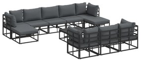vidaXL Σετ Καναπέ Κήπου 11 pcs Μαύρο 70 x 70 x 32 εκ Αλουμίνιο