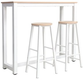 Σταντ Μπαρ Marle Με Σκαμπό (Σετ 3τμχ) 120x40x100cm Natural-White