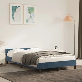 Πλαίσιο Κρεβατιού με Κεφαλάρι Σκ. Μπλε 120x200 εκ. Βελούδινο