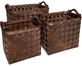 Καλάθια (Σετ 3Τμχ) 07.178793B 26x19x23,5/31x24x26/37x27x30cm Brown Wood