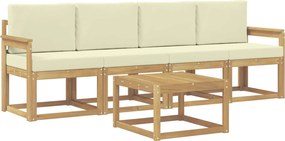 vidaXL Σειρά Καναπέ Εξωτερικού με μαξιλάρι 5 pcs Λευκό και Κρεμ