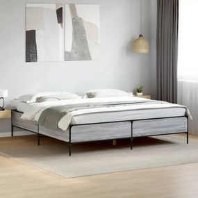 vidaXL Πλαίσιο Κρεβατιού Γκρι Sonoma 200x200 εκ. Επεξ. Ξύλο &amp; Μέταλλο