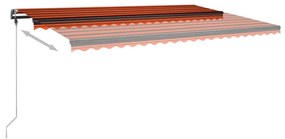 vidaXL Τέντα Συρόμενη Χειροκίνητη με LED Πορτοκαλί/Καφέ 500 x 300 εκ.