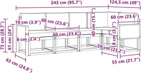vidaXL Σειρά Καναπέ Εξωτερικού 5 pcs Φυσικό και Κρέμα Πολυεστέρας