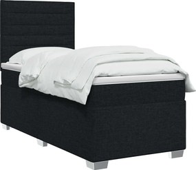 vidaXL Κρεβάτι box spring με στρώμα Μαύρο 90 x 190 cm Ύφασμα