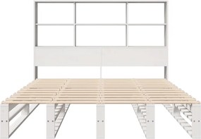 vidaXL Κρεβάτι Βιβλιοθήκη Χωρίς Στρώμα Λευκό 120x190 εκ Μασίφ Πεύκο