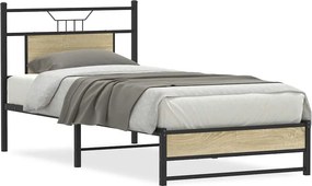 vidaXL Πλαίσιο Κρεβ. Χωρ. Στρώμα Sonoma Δρυς 90x200 εκ. Επεξ. Ξύλο