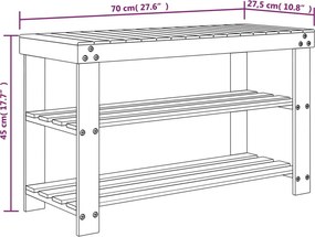 vidaXL Παπουτσοθήκη 3 Επιπέδων 70 x 27,5 x 45 εκ. από Μπαμπού