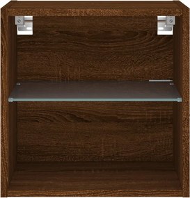 vidaXL Κομοδίνο Επιτοίχιο με Φώτα LED Καφέ Δρυς