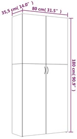 Παπουτσοθήκη Γκρι Sonoma 80x35,5x180 εκ. από Επεξεργασμένο Ξύλο - Γκρι