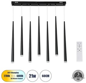 Κρεμαστό Φωτιστικό Οροφής Ράγα LED 21W 2310lm TEARS Globostar-61311-Μαύρο 61311