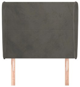 Κεφαλάρι με Πτερύγια Σκούρο Γκρι 83x23x118/128 εκ. Βελούδινο - Γκρι