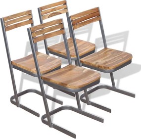 vidaXL Καρέκλες Τραπεζαρίας 4 τεμ. από Μασίφ Ξύλο Teak