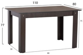 Τραπέζι Κουζίνας Kelvin 110x80x77Υεκ. Wenge