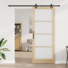 vidaXL Συρόμενη Πόρτα  με Σετ Υλικών 93x232 εκ Στερεό Ξύλο Πεύκου