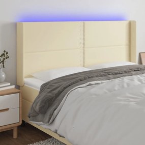Κεφαλάρι Κρεβατιού LED Κρεμ 203x16x118/128 εκ. Συνθετ. Δέρμα - Κρεμ