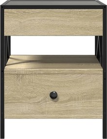 vidaXL Κομοδίνο Άπειρο Φως LED Sonoma Δρυς 40x40x51 εκ.
