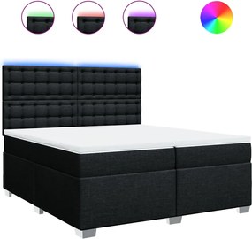 vidaXL Κρεβάτι Boxspring με Στρώμα Μαύρο 200x200 εκ. Υφασμάτινο