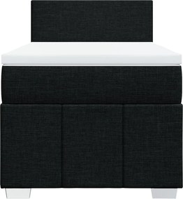 vidaXL Κρεβάτι Boxspring με Στρώμα Μαύρο 100 x 200 εκ. Υφασμάτινο