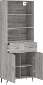 vidaXL Ντουλάπι Γκρι Sonoma 69,5 x 34 x 180 εκ. Επεξεργασμένο Ξύλο