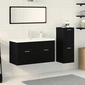 vidaXL Σετ Επίπλων Μπάνιου με πόρτα 4 pcs Μαύρη Οξυά 91 x 39.5 x 46 εκ