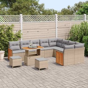 vidaXL Σετ Καναπέ Κήπου 12 pcs μπεζ και ανοιχτό γκρι 90 x 55 x 71 cm