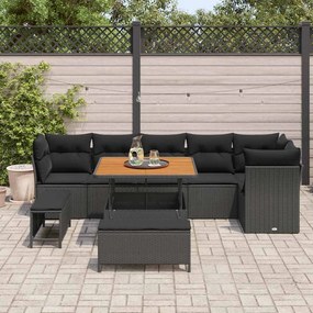 vidaXL Σετ Καναπέ Κήπου 9 pcs Μαύρο συνθετικό ρατάν