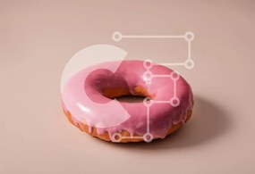 Σετ των 2 Intra Συλλεκτικό Ξύλινο Παζλ Plywood 4mm - Λαχταριστό ντόνατ με ροζ γλάσο σε εκρού φόντο Σε Ξύλινο Κουτί - Διαστάσεις: 10x10 cm – 25 κομμάτια