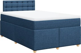 vidaXL Κρεβάτι Boxspring με Στρώμα Μπλε 120x200 εκ. Υφασμάτινο