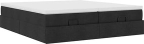 vidaXL Οθωμανικό κρεβάτι με στρώματα Μαύρο 180x200cm Ύφασμα