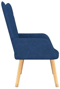 Πολυθρόνα Relax Μπλε Υφασμάτινη με Σκαμπό - Μπλε