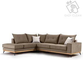 Γωνιακός καναπές δεξιά γωνία Luxury II pakoworld ύφασμα mocha-cream 290x235x95εκ