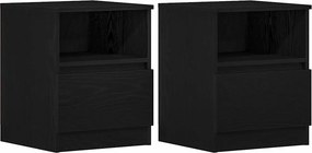 vidaXL Κομοδίνο 2 τεμ. Μαύρη Οξυά 40 x 40 x 50 cm Επεξεργασμένο Ξύλο