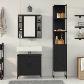 vidaXL Ντουλάπα Νιπτήρα Μπάνιου  Μαύρο Δρυ 60x30x60 εκ. Επεξεργασμένο Ξύλο