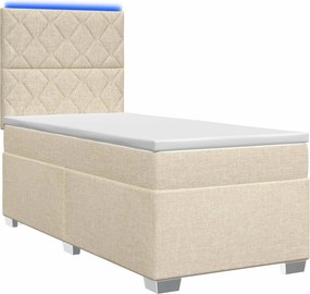 vidaXL Κρεβάτι box spring με στρώμα Κρεμ 90 x 200 cm Ύφασμα