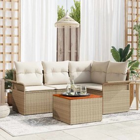 vidaXL Σετ Καναπέ Κήπου 5 pcs Μπεζ Πολυ ράταν