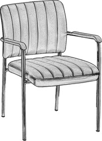 DENIM Πολυθρόνα Γραφείου Επισκέπτη Χρώμιο, Pu Μαύρο   5τμχ