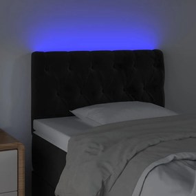 Κεφαλάρι Κρεβατιού LED Μαύρο 80x7x78/88 εκ. Βελούδινο - Μαύρο